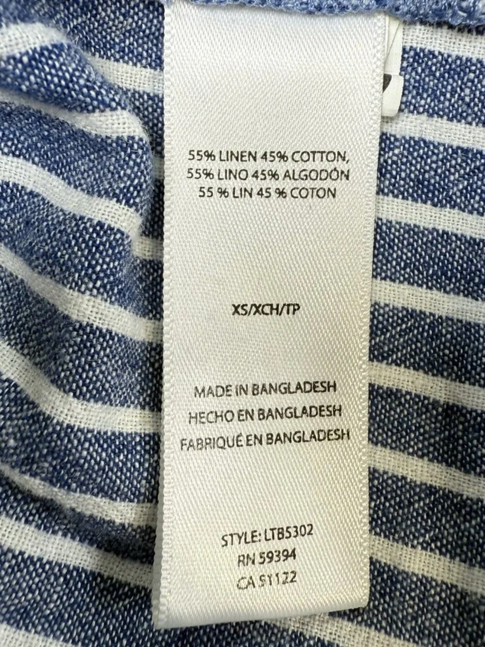 Beach Lunch Lounge Pants Sz Extra Small Linen Blend Striped Blue White Tie Waist - Picture 11 of 14